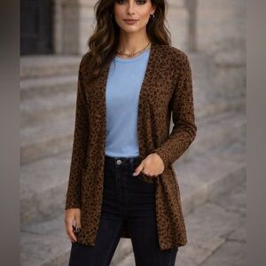🔴 Sanctuary Animal Print Cardigan in Brown